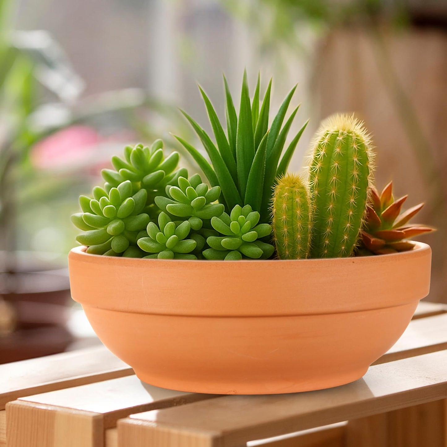 Laerjin Clay Pots for Plants with Drainage Hole, 4 Pack Large Terra Cotta Plant Pot, 7.67 Inch Terracotta Pot Ceramic Pottery Planter Cactus Flower Pots