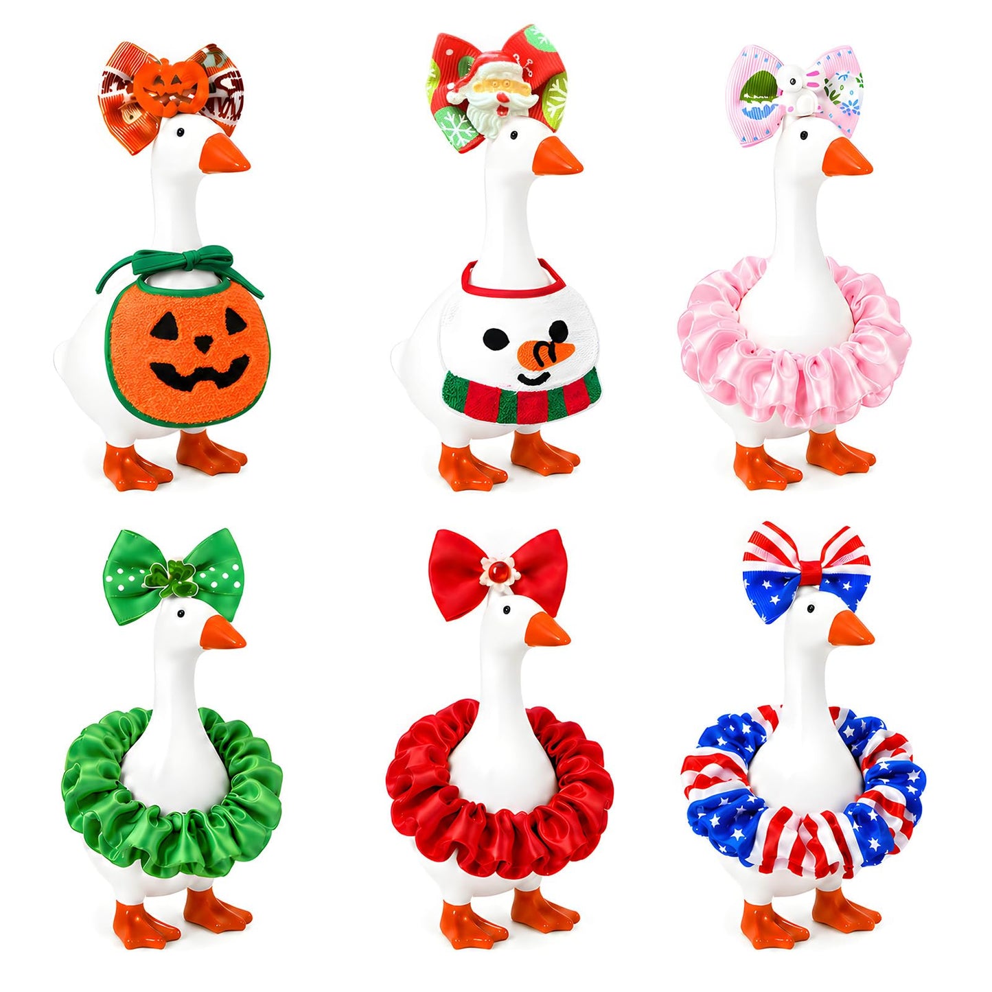 YQUQWN 7 inch Desk Mini Goose Key Holder with 6 Set Outfits, Magnetic Desk Porch Goose with Clothes Decor Funny Desktop Keychain Hanging for Halloween Christmas Home Office Decor Housewarming Gifts