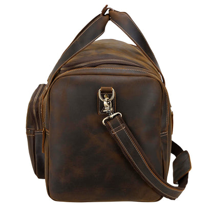 Polare 26" Full Grain Cowhide Leather Gym Duffle Weekender Overnight Travel Duffel Bag For Men 62L