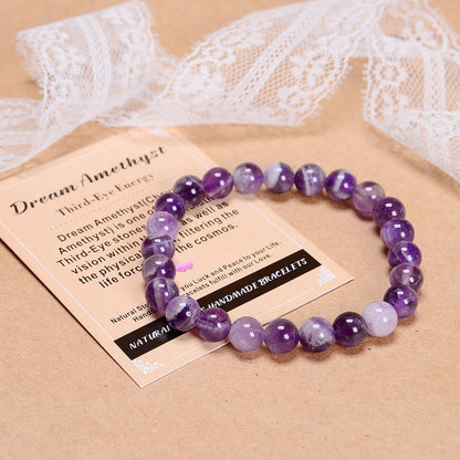 AD Beads Handmade Gemstone Stretch Elastic Bracelet Crystal Healing Reiki Nature's Beauty and Spiritual Essence Unisex (10mm, Dream Amethyst (Third-Eye Energy))