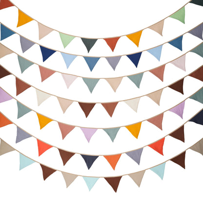 Fabric Bunting Banner, 2 Pack Handmade Neutral String Banner Each 8.5 ft 10 Flags Nursery Wall Hanging Wedding Birthday Home Baby Shower Party Decoration Bunting (Orange Black)