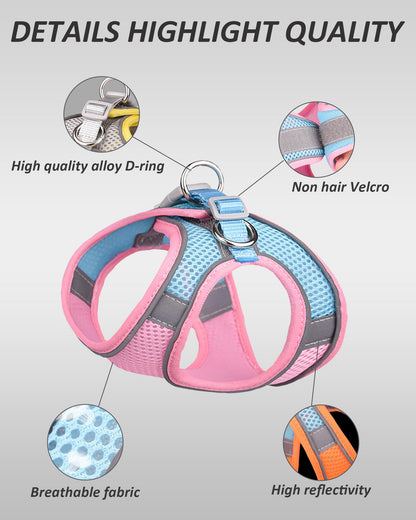 Solmoony Soft Mesh Dog Harness and Leash Set for Small Medium Dogs, Step in Adjustable with Padded Vest (XS, Green)