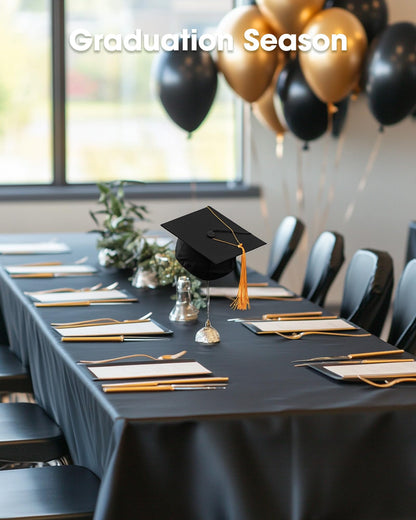 Pureegg Plastic Table Cloth Disposable 20 Pack, 54 x 108 Inch Table Cloths, Graduation Decorations Class of 2026, Graduation Party Tablecloths, Rectangle, Plastic Cover, Leakproof & Sturdy, Black