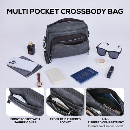 POIUGOYA Crossbody Purses for Women Trendy,Vegan Leather Medium Crossbody Bag,Women's Crossbody Travel Purse Built in Wallet