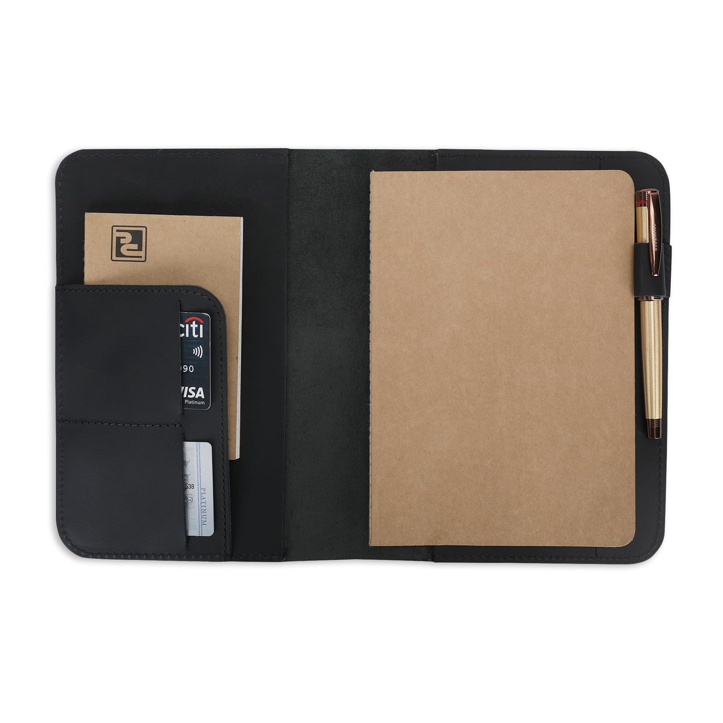 CestAntiQ, Leather Journal Cover | (5.75"x8.25") Notebook Medium A5 | Refillable Cahier | Leather Bound Journal cover for Travelers Writers | Gift for Anyone (Black)