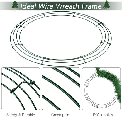 Aodaer 12 Pack 10 Inch Wire Wreath Frame Christmas Dark Green Wire Wreath Ring Round Metal DIY Floral Crafts Wreaths for Halloween New Year Holiday Valentines Day Decorations