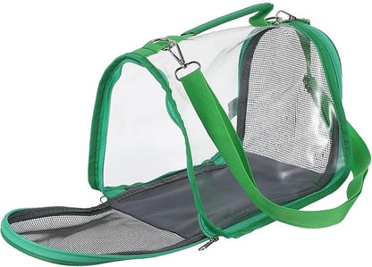 Happyyami Portable Small Bird Travel Carrier Cage with Handheld Bag, Lightweight Green Parrot and Lizard Outing Cage for Outdoor Transport and Vet Visits