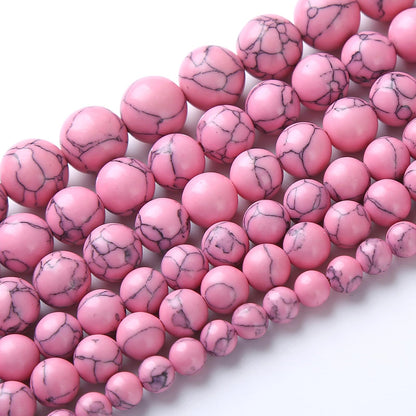 36pcs 10mm Pink Turquoise Beads Natural Stone Round Loose Spacer Beads for Jewelry Making DIY Bracelet Necklace 1 Strand 15inch