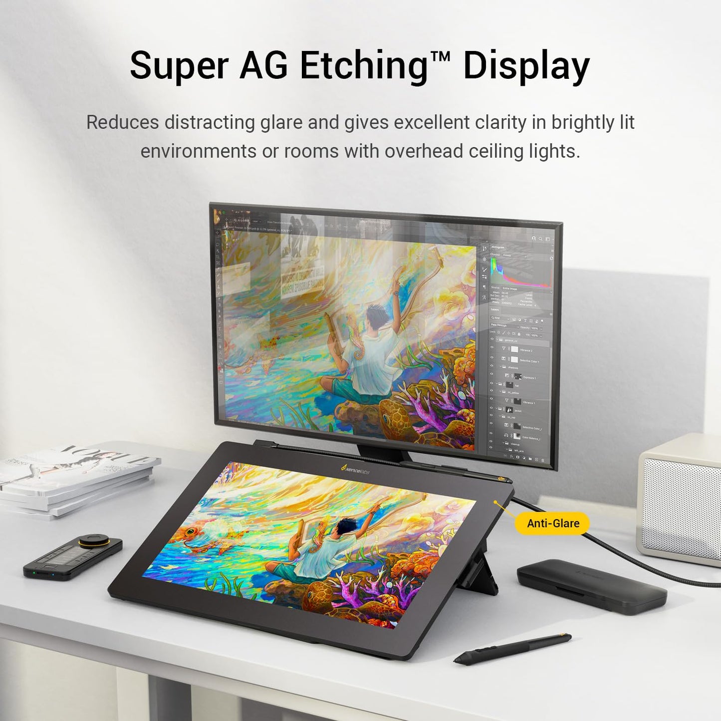 Xencelabs Pen Display 16 Bundle with Quick Keys, 16" 4K OLED Portable Drawing Tablet with Screen Graphic Design Display with 2 Battery-Free Pens for Win/Win-ARM/macOS/Linux, Black