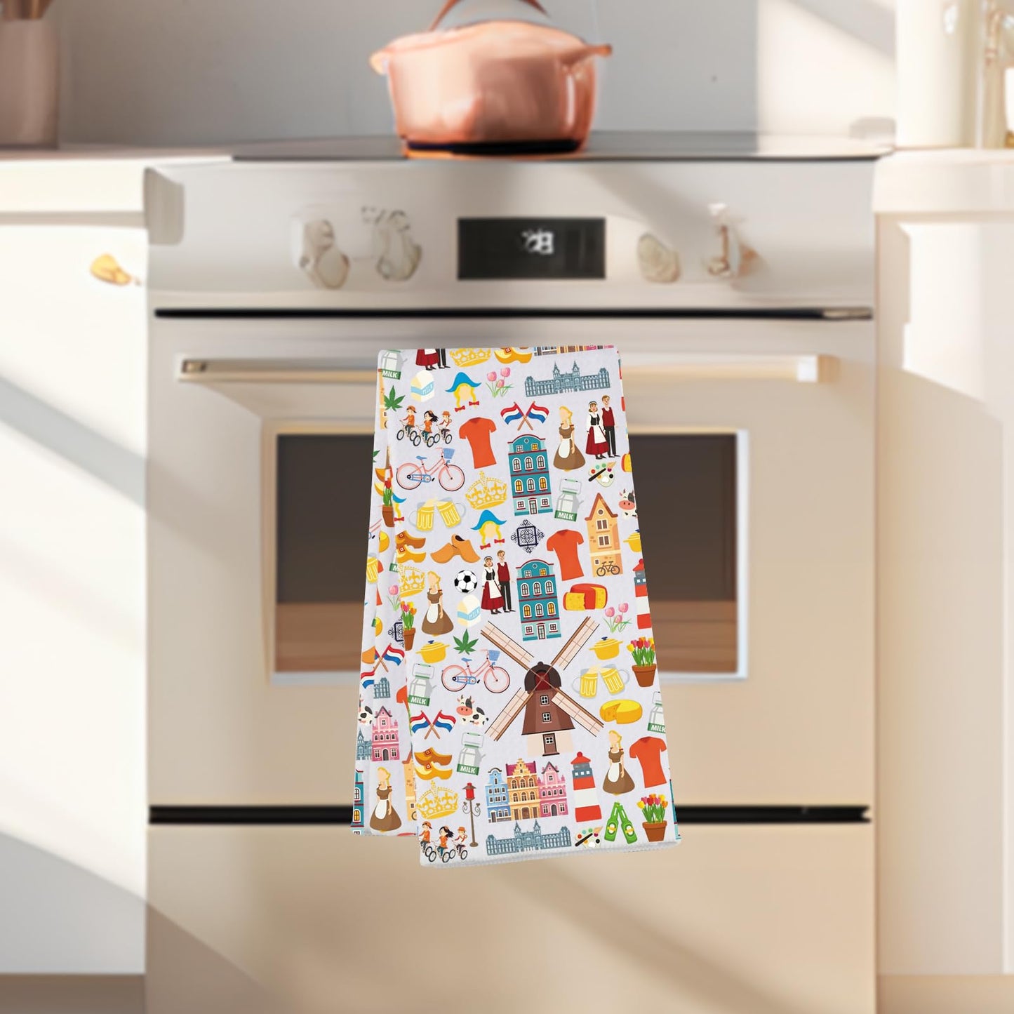 G2TUP Dutch Windmill Hand Towels Dutch Canal Houses Gifts Netherlands Kitchen Towels Tulips Dam Square Building Gifts Holland Culture Gift (Milkdanche kt)