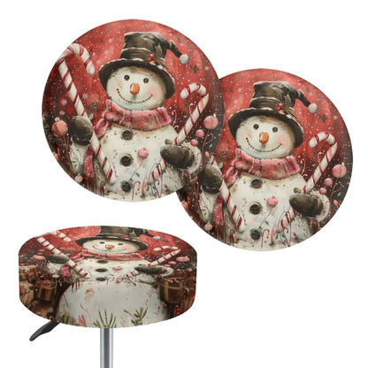 Wiryuouvt Cute Snowman Elastic Seat Covers for Chairs Newspaper Barstool Seat Covers Round Bar Stool Seat Covers Bar Chair Covers with Non Slip Bottom Cushion Chair Slipcover L