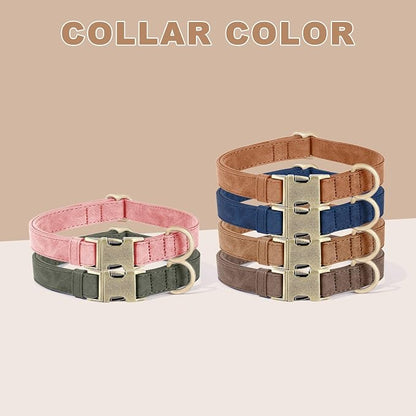 Genuine Leather Dog Collar - Adjustable Pet Collar with Quick Release Metal Buckle, Soft Skin Friendly Real Leather Collar for Small, Medium, Large Dogs (Brown, M：Fit 12-20" Neck)