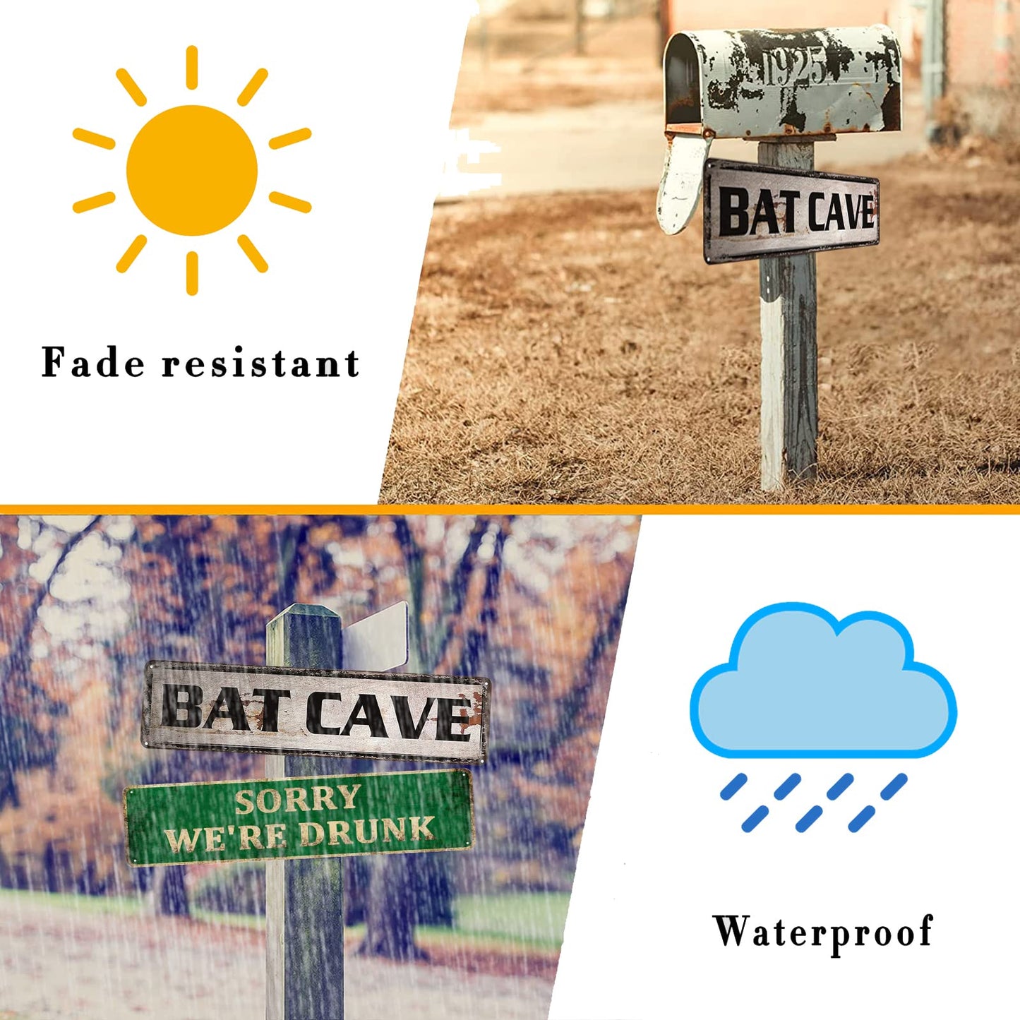 Bat Cave Tin Signs Home Decoration Sign Street Sign Art Wall Metal Sign 4x16 inch