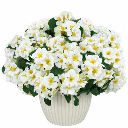 Hananona 6 Pcs Artificial Geranium Flowers for Outdoors Geranium Silk Flowers Outdoor UV Resistant Garden Plants Faux Flowers for Home Kitchen Table Centerpieces Decor (6, Snow White)