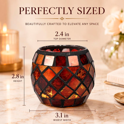 Votive Candle Holder Tea Lights - Glass Candle Holders, Mosaic Tealight Candle Holder, Candle Jar Cup for Wedding Centerpiece Party Table Decorations, Valentines Day Decor