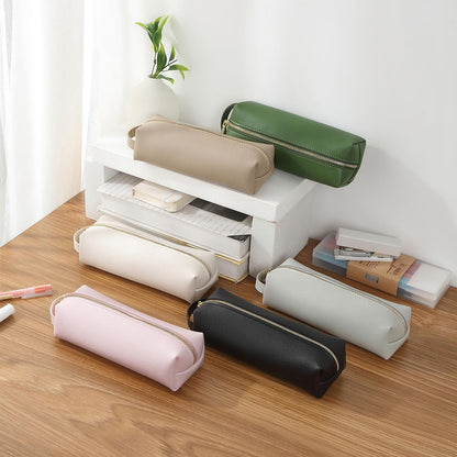 YONBEN Pencil Case Soft School Pencil Pouch Bag for Easy Carry Stylish and Durable (Beige,Faux leather)