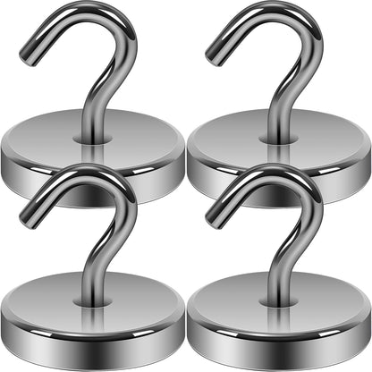 Neosmuk Magnetic Hooks, Heavy Duty 170lb Strong Magnets for Cruise Cabins, Ship Essentials, Large Metal Hooks for Hanging on Fridge(Gunmetal,Pack of 4)