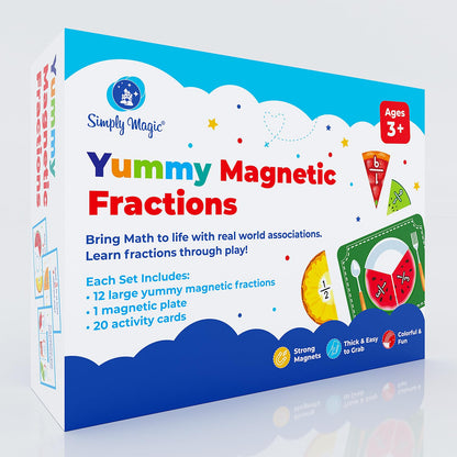 112 PCS Yummy Magnetic Fractions - Magnetic Fraction Tiles & Circles, Bars, Classroom Math Manipulatives, Fraction Manipulatives for Elementary Teachers 2nd, 3rd, 4th, 5th Grade - Simply Magic