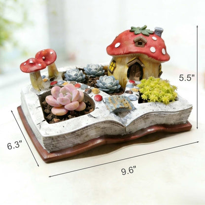 Mushroom Decor Plant Pot - Fairy Garden Accessories Shallow Flower Succulent Planter with Drainage for Small Plant