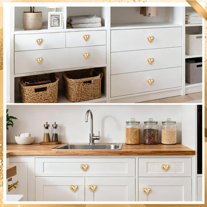 Foyofly 4 pcs Gold Heart Drawer Knobs Cute Furniture Cabinet Dresser Handle Knobs for Girl's Room Dresser Cupboard Drawer Wardrobe Decorative Knobs (Matte Gold-C-4 Pack)