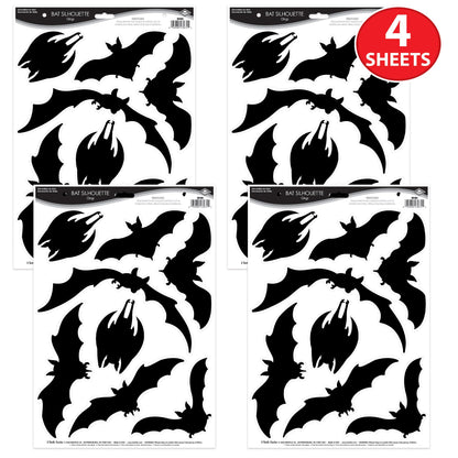 Beistle 4 Sheets (32 Pieces) Black Bat Window Clings - Eerie And Haunting Halloween Decorations, Made In USA Since 1900