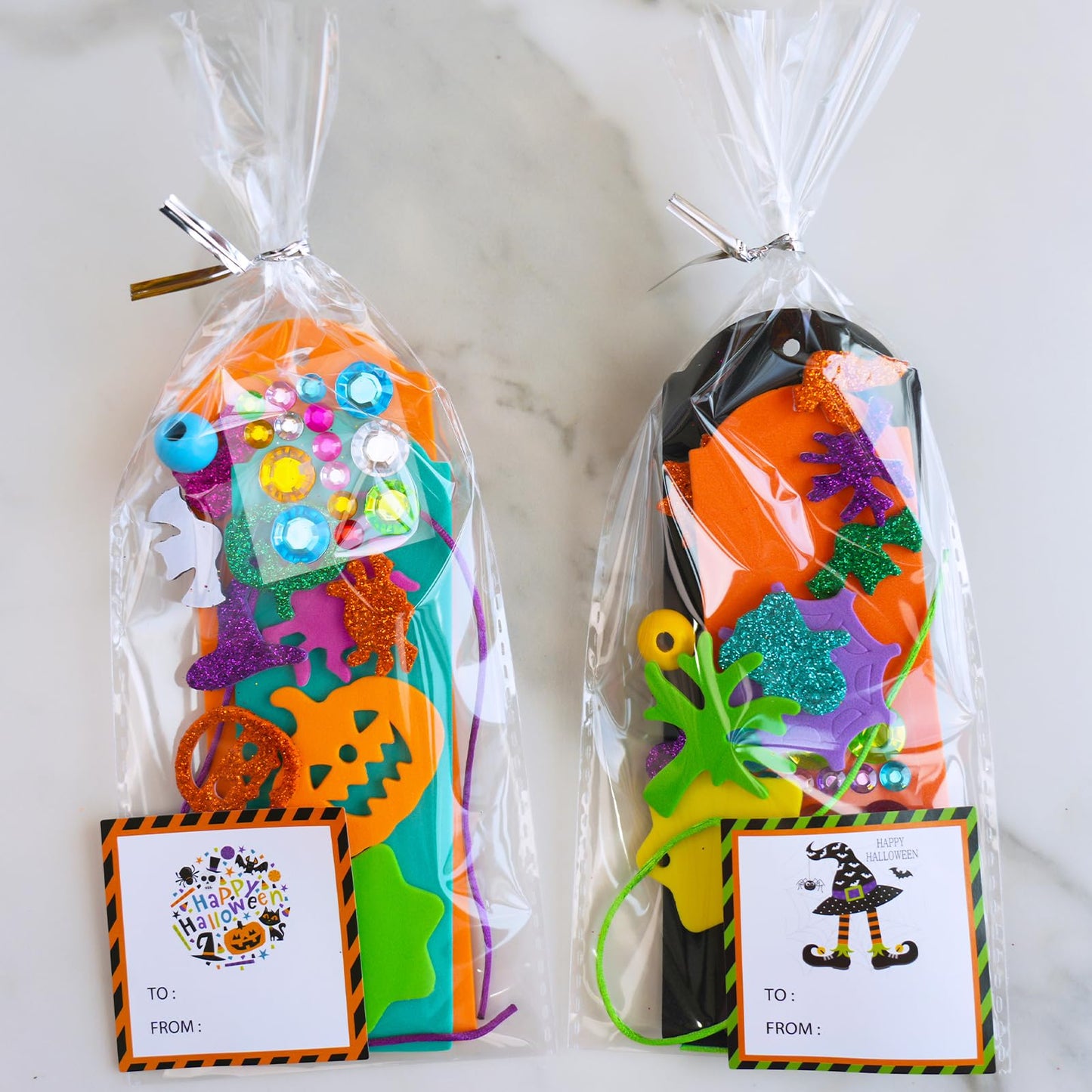 Winlyn 36 Sets Halloween Craft Kits Fall Kids Crafts DIY 3D Halloween Bookmarks Art Sets Monster Jack-O'-Lantern Foam Stickers Arts and Crafts for Kids Classroom Activities Trick-or-Treat Party Favors