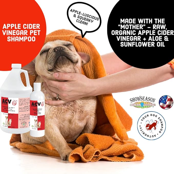 Apple Cider Vinegar Pet Shampoo 1 Gallon for Dogs & Cats | Cruelty-Free | Biodegradable and Non-Toxic | Made in The USA
