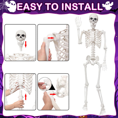 SHOCOSTO 5.4Ft Giant Skeleton Life Size Human Bones with Movable Joints for Halloween Props Decorations