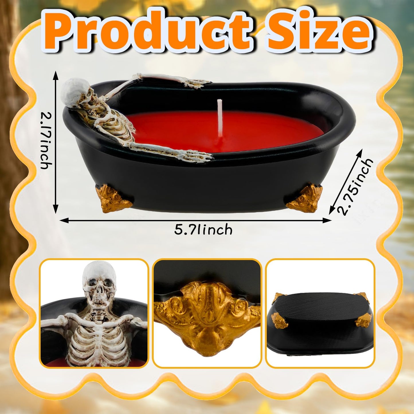 Wowagoga Skeleton Candle Decorations Gothic Skeleton in Bathtub for Home Tables Decoration Ornaments Spooky Halloween Gifts