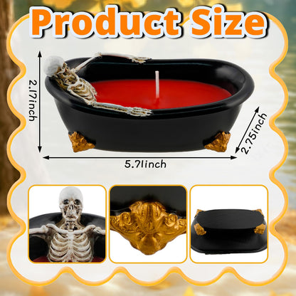 Wowagoga Skeleton Candle Decorations Gothic Skeleton in Bathtub for Home Tables Decoration Ornaments Spooky Halloween Gifts