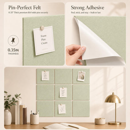 Baysola Felt Bulletin Board Panels 48 x 36 Inch Self Adhesive Wall Tiles Cork Board Alternative for Office Classroom Photos Notes 12 Pack