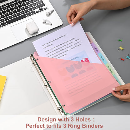 5 Tabs Dividers with Pockets for 3 Ring Binder, 5 Counts Binder Dividers for US Letter Size, Binder Dividers with Tabs for School Office Organization(XY025) (12)