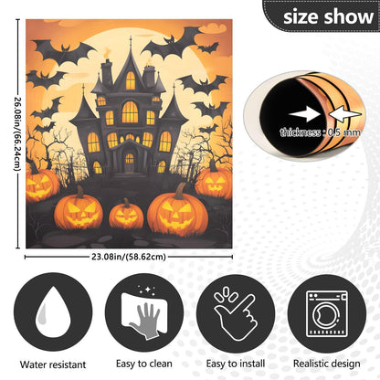 Halloween Castle Pumpkin Dishwasher Magnet Cover Panel,Magnetic Dishwasher Covers Refrigerator Sticker Decal Halloween Decorative Washing Machine Cover for Home Kitchen,23x26in
