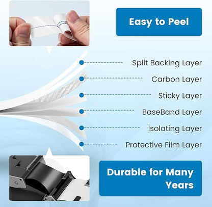 Freshworld 6-PK TZe-251 Replace for Brother Label Maker Tape 24mm White Laminated Compatible with Brother P-Touch Label Tape 1 inch White Refills TZe251 for PT-D600 D610BT P700 P710BT P750W P910BT