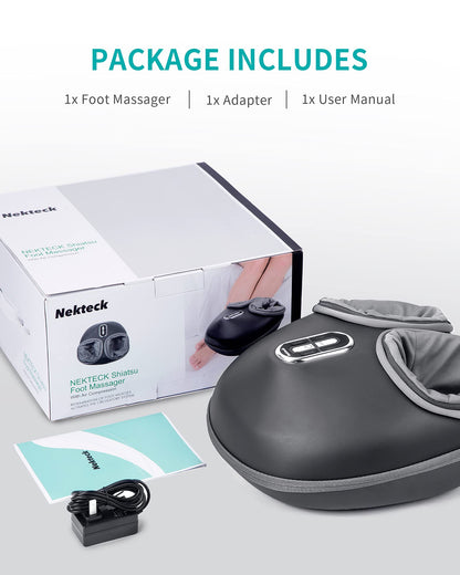 Nekteck Shiatsu Foot Massager with Heat, Deep Kneading Therapy Air Compression, Feet Massage Improve Blood Circulation Foot Wellness Soothing Pain Relief, Relax for Home Office Use