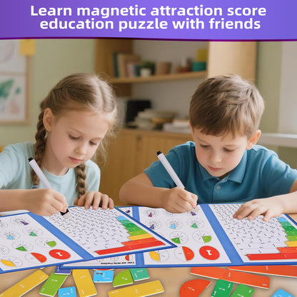 Magnetic Fraction Demonstration Book,Magnetic Fraction Tiles & Fraction Circles,Montessori Fraction Manipulatives Learning Games for Kids,Fraction Manipulatives for Elementary School (Fox)