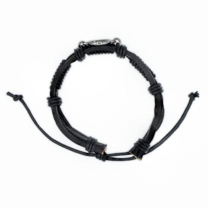The Token Shop Adjustable Black Leather AA Bracelet with Alcoholics Anonymous Circle Triangle Charm | Sobriety Gift for Men and Women in Recovery