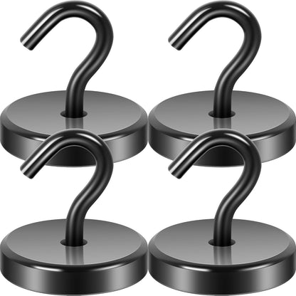 Neosmuk Magnetic Hooks, Heavy Duty 170lb Strong Magnets for Cruise Cabins, Ship Essentials, Large Metal Hooks for Hanging on Fridge(Silver,Pack of 4)