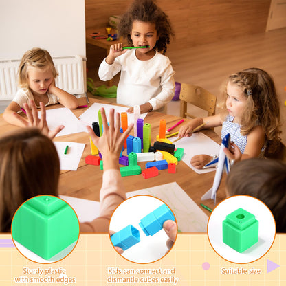 200 Pcs White Linking Cubes for Math Counting Cubes Manipulatives Plastic Counting Block Manipulative Classroom Learning Supplies for Educational Preschool Activities Boy Girl (White)