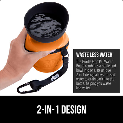 GORILLA GRIP Dog Water Bottle, Portable Water Bowl Dispenser for Dogs, 20 oz Leak Proof Pet Travel Squeeze Bottles, Food Grade Silicone, to Go Puppy Essentials, Hiking Camping Trip Accessories, Black