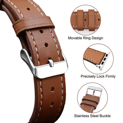 Premium Italy Leather Bands Compatible with Apple Watch Band 40mm 38mm 41mm 42mm 44mm 45mm 46mm 49mm Women Men, Leather Smartwatch Replacement Straps for iWatch Series Ultra SE 11 10 9 8 7 6 5 4 3 2 1