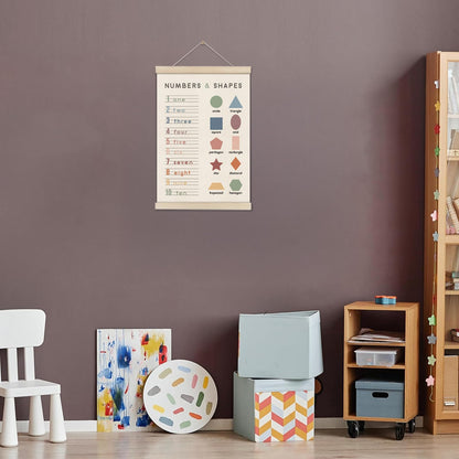 DOI-LANEE Number Chart Poster Hanger Frame 16x12 Inch, Educational Montessori Posters for Toddler Kids, Preschool Classroom, Boho Classroom Decor, Number and Shape Learning Wall Art, Homeschool Decor