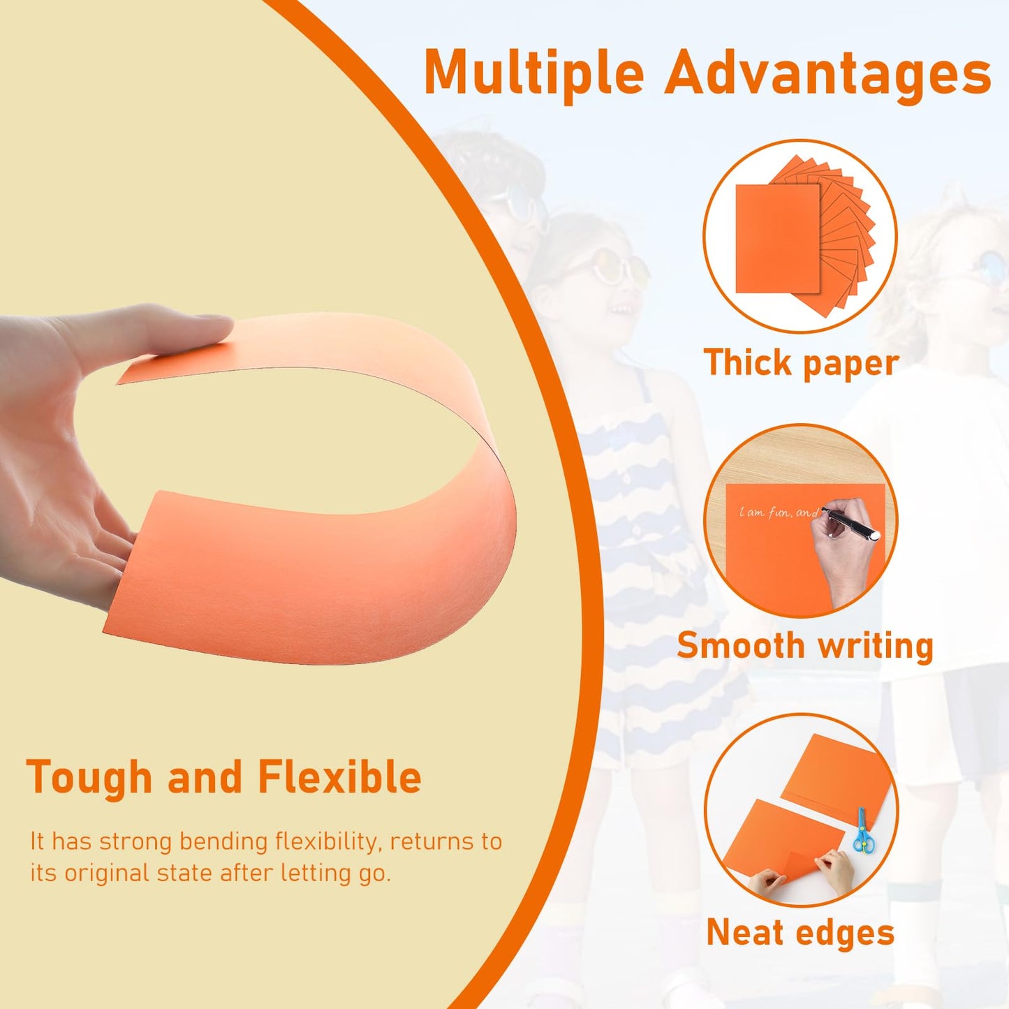 Guakicae 100 Sheets Orange Cardstock 8.5 x 11 Halloween Cards, 80lb Thick Paper Card Stock for DIY Cards Making, Crafting, Party Decorations, Certificate, Memos