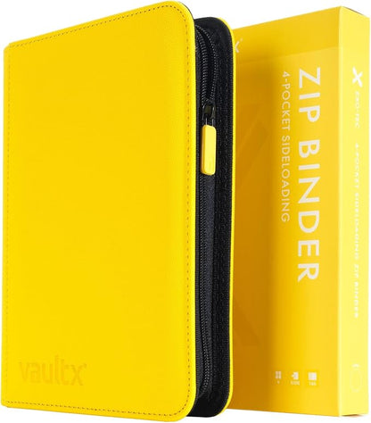 Vault X 4 Pocket Zip Binder, 160 Cards, Exo-Tec Material, 20 Side-Loading Pages (Yellow)