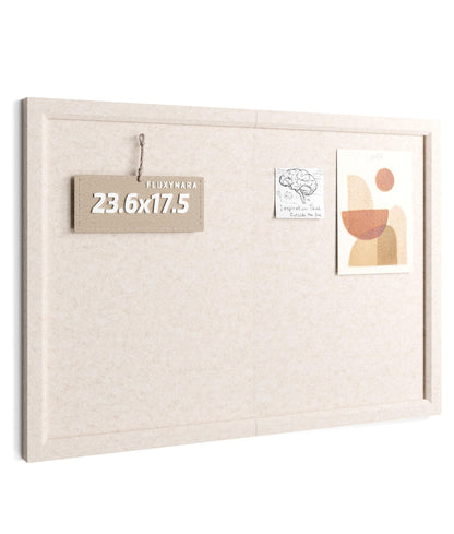 Fluxynara Foldable Cork Board Alternative, Felt Bulletin Board 23.6" x 17.5" Oatmeal Frame with 12 Adhesive Tabs, Pin Board for Home Office, Classroom, Entryway, Kitchen Wall Decor—Oatmeal