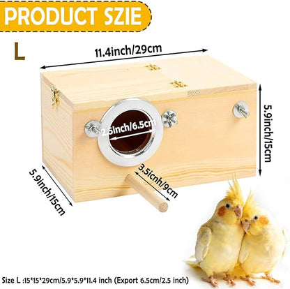 kathson Cockatiel Nesting Box,Wood Parakeet Nest House,Parrots Breeding Mating Boxes,Bird Nesting Box for Budgie,Conure,Lovebirds,Canary,Finch,Small and Medium-Sized Birds (L)