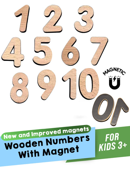 Leaping Learning Wooden Magnetic Numbers - Fun & Educational Magnetic Numbers for Kids - Ideal for Toddlers, Preschoolers, Students - Great for Home Learning, Classroom, Refrigerators & School Boards