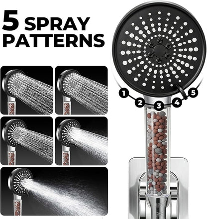 Filtered Shower Head,8 Inch Rain Shower Head with Handheld Spray Combo, Adjustable High Pressure Rainfall Shower Head, Dual Showerhead Set with Extension Arm and 60 Inch Long Shower Hose