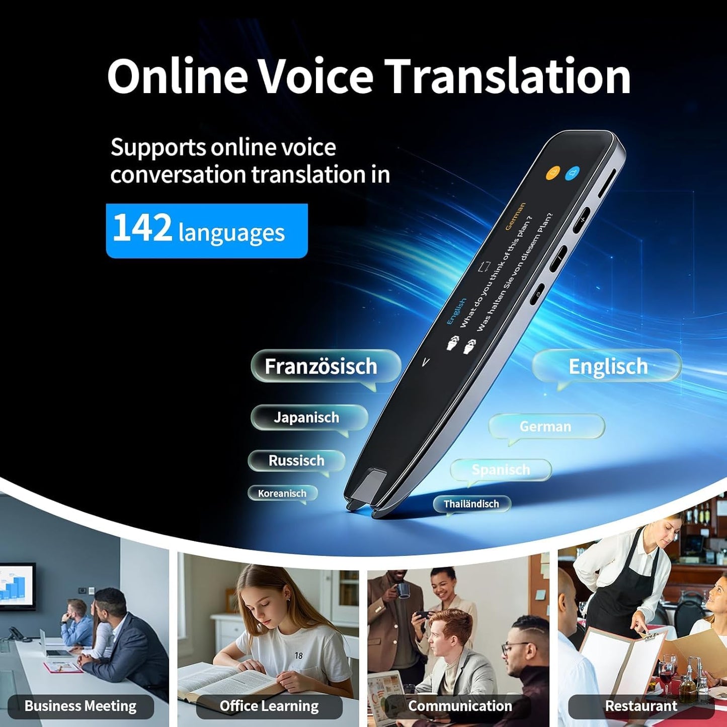 Scan Translation Pen – Dyslexia Tools with 142 Online/10 Offline Languages, Speech & Scan-to-Text Reading Pen for Learning Difficulties, Language Learners, Elderly & Travelers ﻿