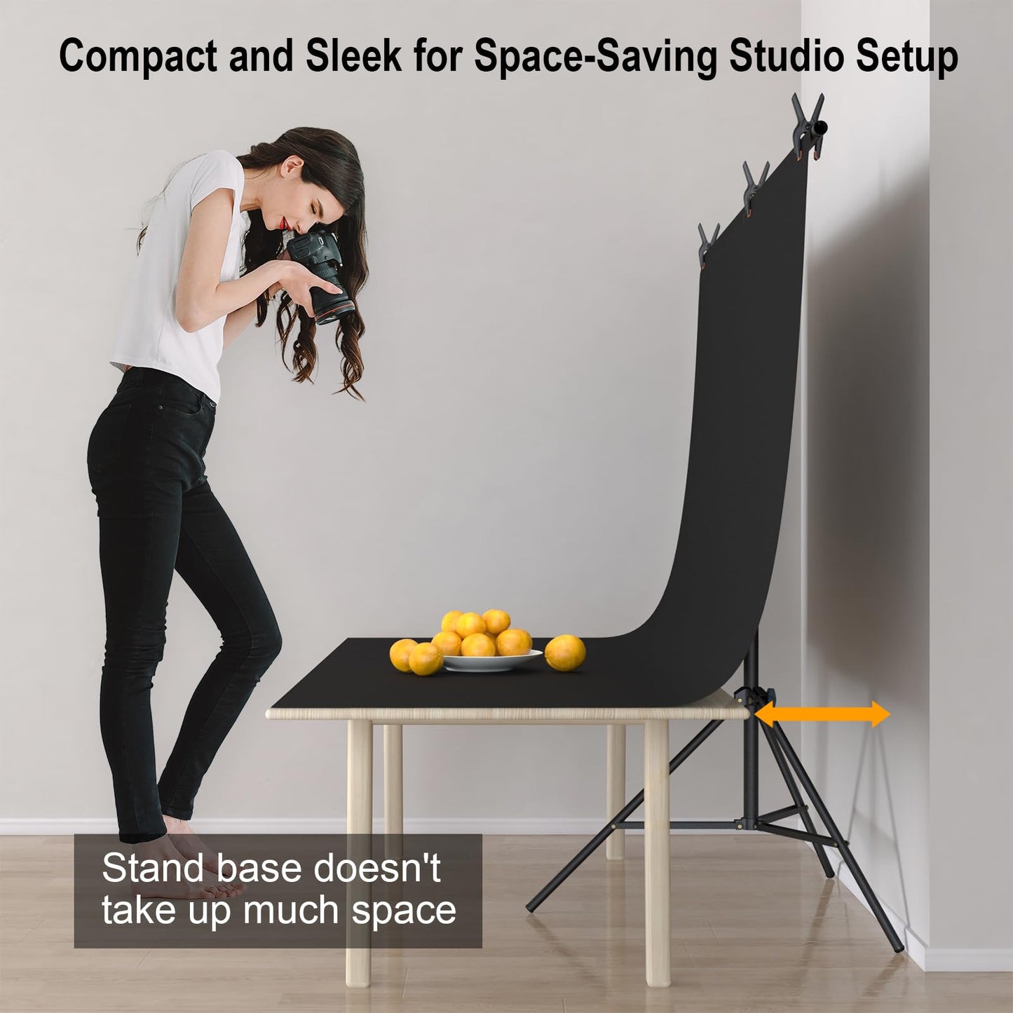 LINCO Lincostore 5x6.7ft Backdrop Stand, Portable Black Photo Backdrop Background with T-Shape Stand, Carry Bag, Spring Clamp for Photography Party Decoration Streaming Studio (Black Backdrop)
